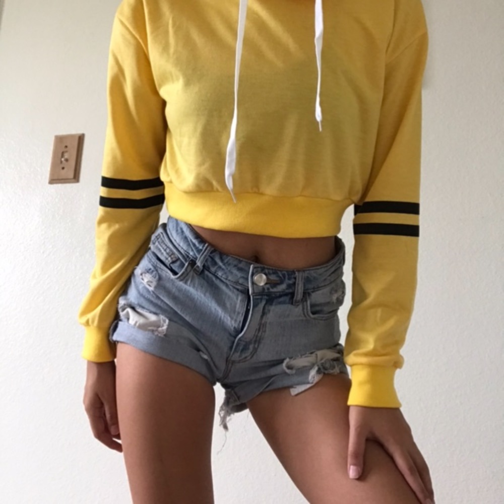 Yellow hoodie crop top